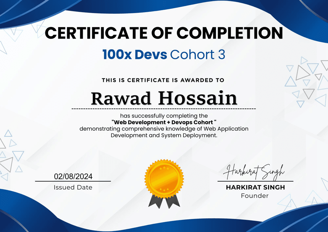 100xDevs Complete Web development + Devops Cohort